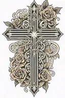 black cross with 2 horizontal bands with Galatians 6:9 at the bottom tattoo design idea