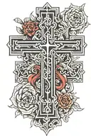 black cross with 2 horizontal bands with Galatians 6:9 at the bottom tattoo design idea