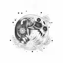 Moon and crow tattoo design idea