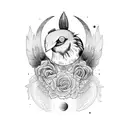 Moon and crow tattoo design idea