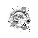 Moon and crow tattoo design idea