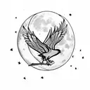 Crow sitting on a cresent moon with wings outstretched  tattoo design idea