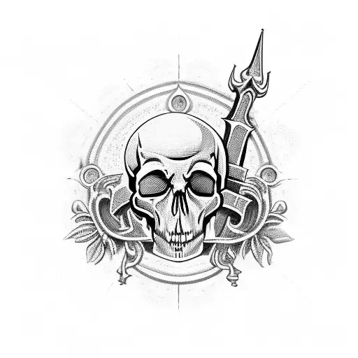 Gothic cathedral with a skull as the centerpiece tattoo design idea