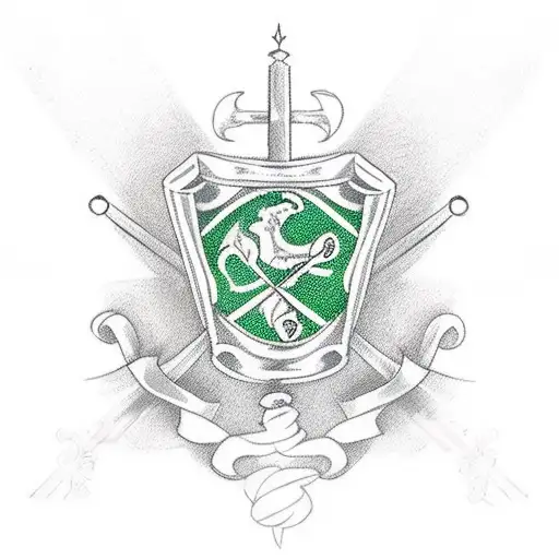 fencing sabre with the Irish flag in the background tattoo design idea