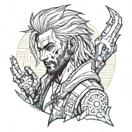 jhonny silverhand cyberpunk 2077 tattoo design idea