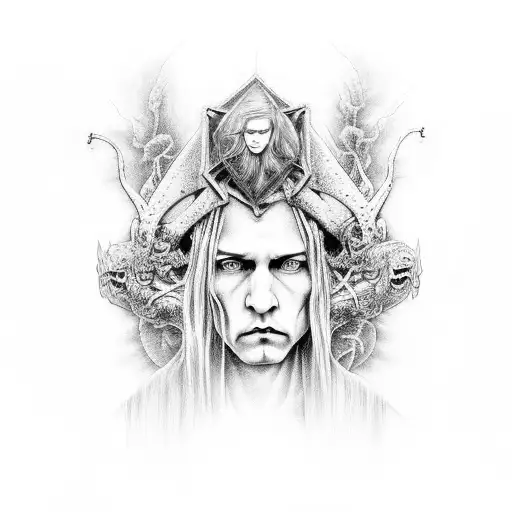 A hauntingly beautiful portrait of Alice in Chains band members tattoo design idea