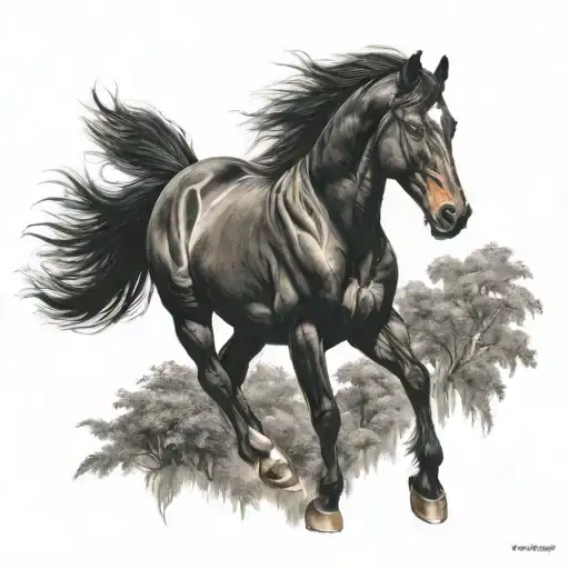 Black Stallion horse tattoo design idea