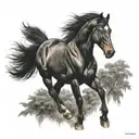 Black Stallion horse tattoo design idea