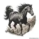 Black Stallion horse tattoo design idea