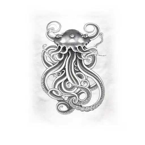Tentacles, Chtulhu, light, classic tattoo design idea