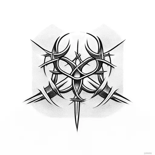 cross with crown of thorns  tattoo design idea