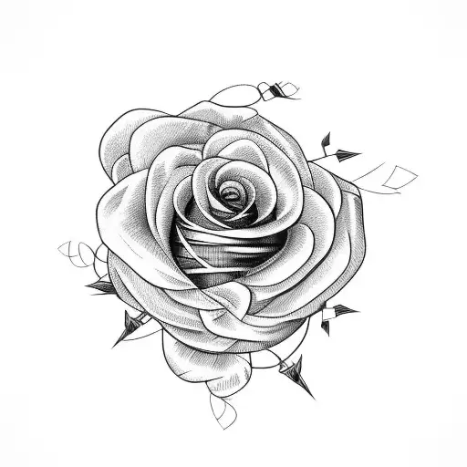 Barbed Wire and rose tattoo design idea