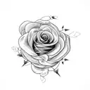 Barbed Wire and rose tattoo design idea