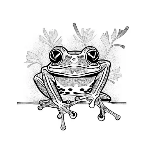 colorful tree frog tattoo design idea