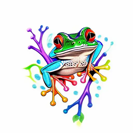 colorful tree frog tattoo design idea