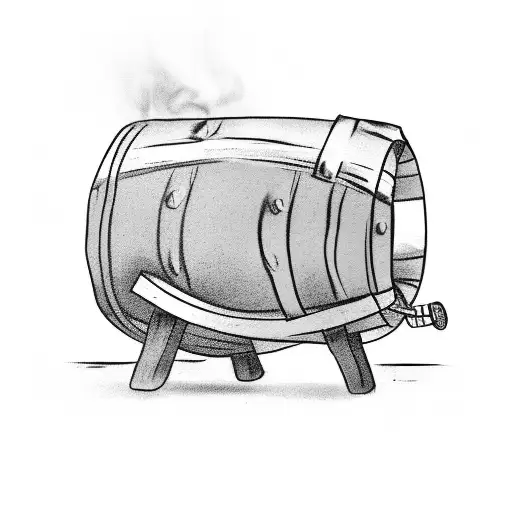 drunk man sleeping on a whisky barrel tattoo design idea