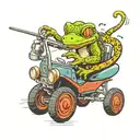 gecko driving a car tattoo design idea