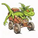 gecko driving a car tattoo design idea