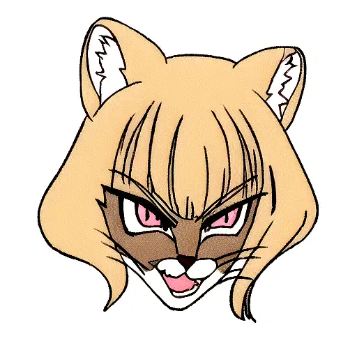 half cougar face tattoo design idea