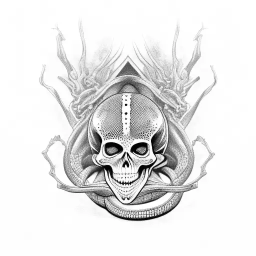 skeleton snake tattoo design idea