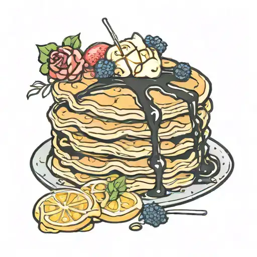 pancakes with a waffle as the butter  tattoo design idea