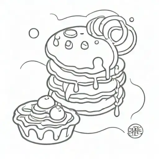 small waffle on pancakes  tattoo design idea