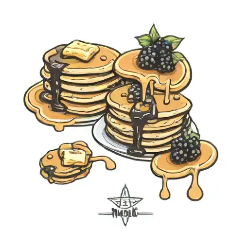 pancakes with a tiny waffle on top  tattoo design idea