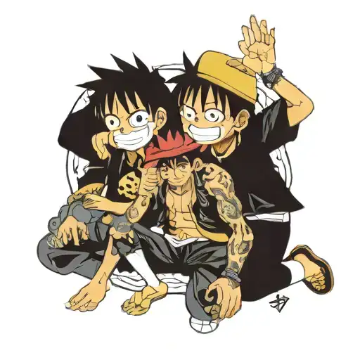 zenitsu + ippo + luffy tattoo design idea