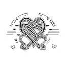 CW initials with heart  tattoo design idea