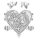 CW initials with heart  tattoo design idea