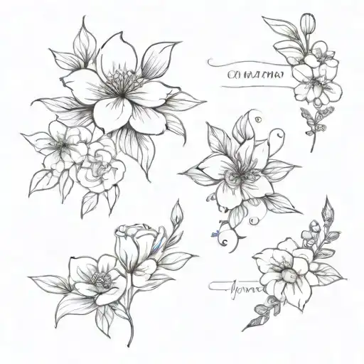 birthday month flower bouquet January March May November  tattoo design idea