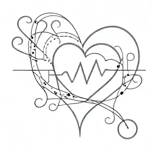 5 speed shift pattern heart beat line tattoo design idea