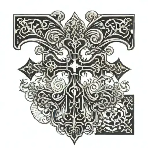 A cool Cross With small details tattoo design idea