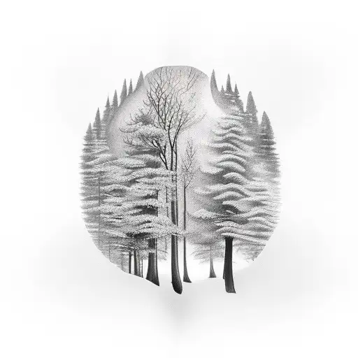 a captivating tattoo sleeve that seamlessly merges the serene beauty of a lush forest with the boundless expanse of the  tattoo design idea