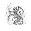 Dragon koi carp waterfall tattoo design idea