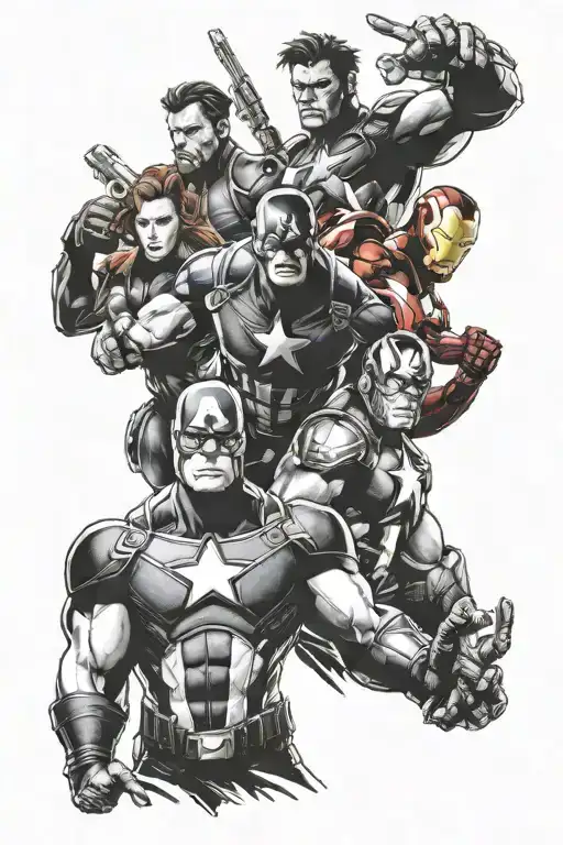 Marvel avengers characters tattoo design idea
