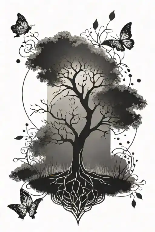An intricate tree of life tattoo symbolizing growth and interconnectedness tattoo design idea