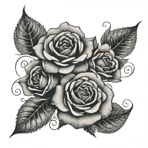 Roses with mandalas that say “Hunter Lee” inside roses tattoo design idea