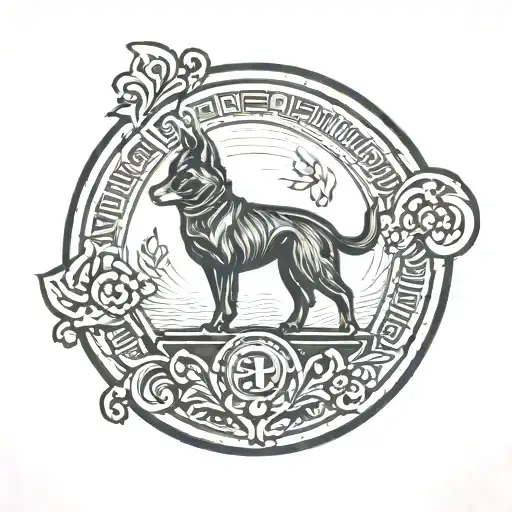 a penny with the silhouette of a chichuaua    tattoo design idea