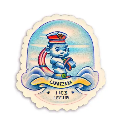 child name Lucas nametag tattoo design idea