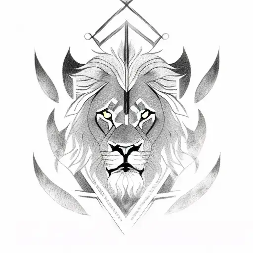 Christian Cross, lion, black, arm tattoo tattoo design idea