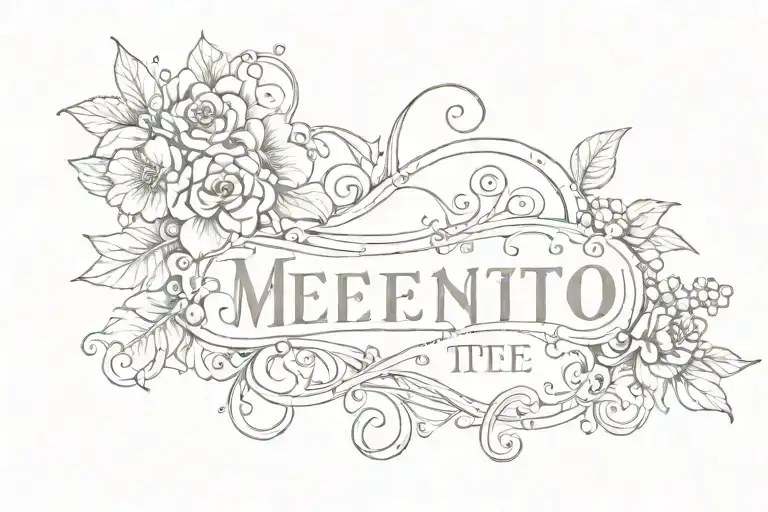 a text saying "memento te ipsum" in fine line and a broken heart  tattoo design idea
