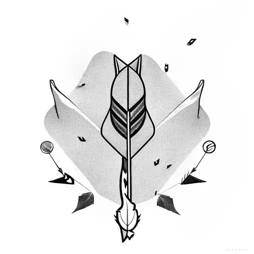 arrow with feather and peace curved wrapped tattoo design idea