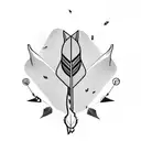 arrow with feather and peace curved wrapped tattoo design idea