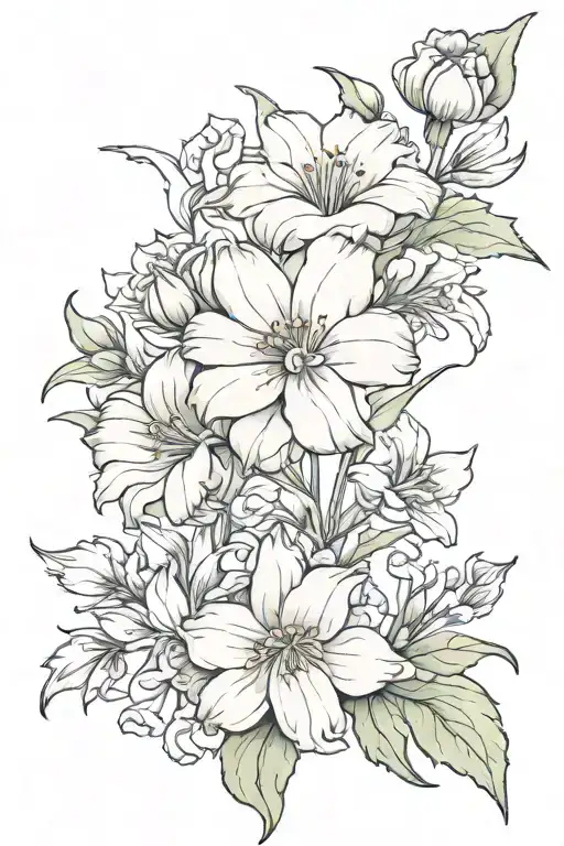 carnation, snowdrop, morning glory, aster flower tattoo tattoo design idea