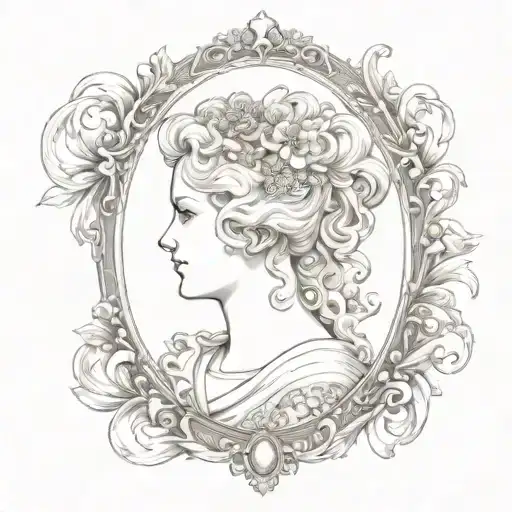 victorian cameo brooch tattoo design idea