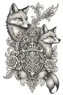 fox family crest tattoo design idea