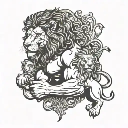 Hercules with lions tattoo design idea