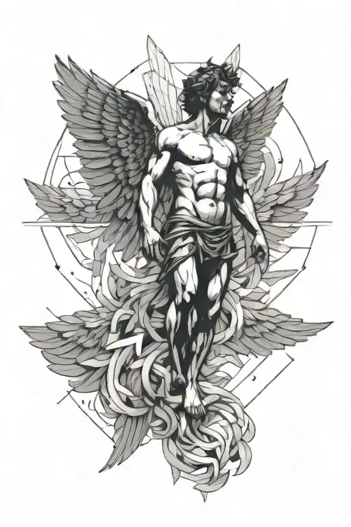 icarus falling from sky tattoo design idea