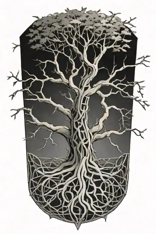 tree with 12/21/2004 in Roman numerals intertwined tattoo design idea